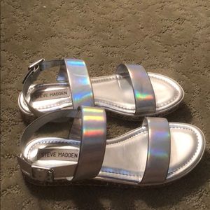 Silver holographic sandals